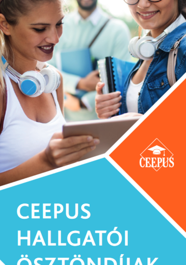 CEEPUS leporello 2021 borítója a kiadvány címével logóval és 2 fiatal diáklánnyal az előtérben