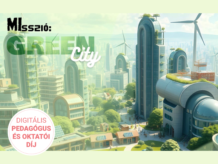 A 2025ös digitális pedagógus és oktatói díjat nyert projekt interjújának borítóképe AI generált Green City